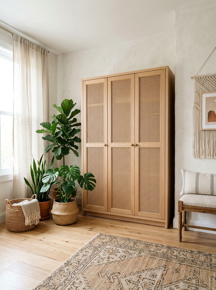 Bohemian Cane Door Closet - 30 bedroom closet ideas