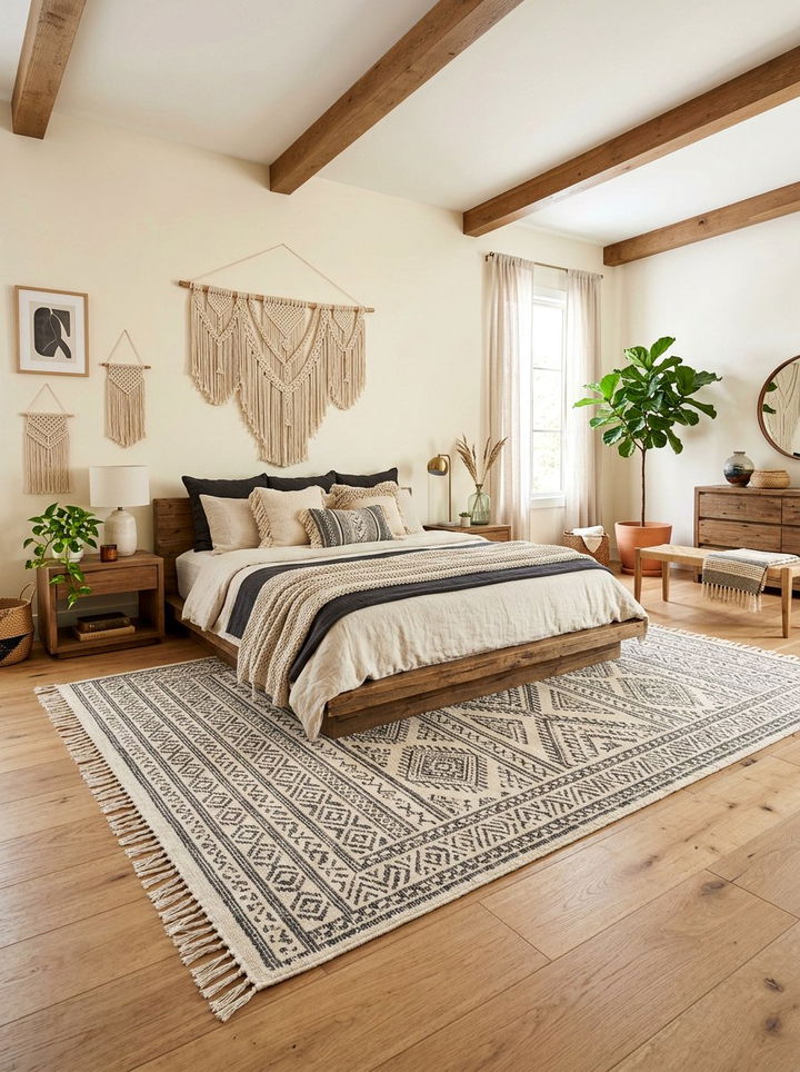 Bohemian Cotton Rug - 30 cotton bedroom ideas