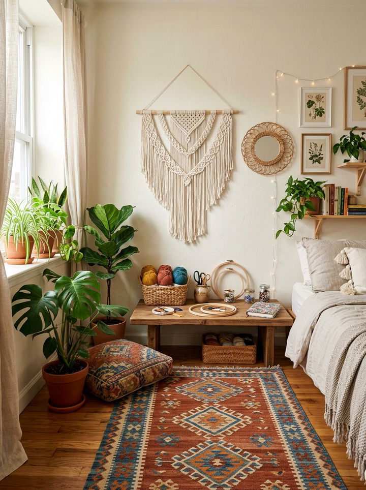 Bohemian Craft Corner - 30 bedroom craft corner ideas
