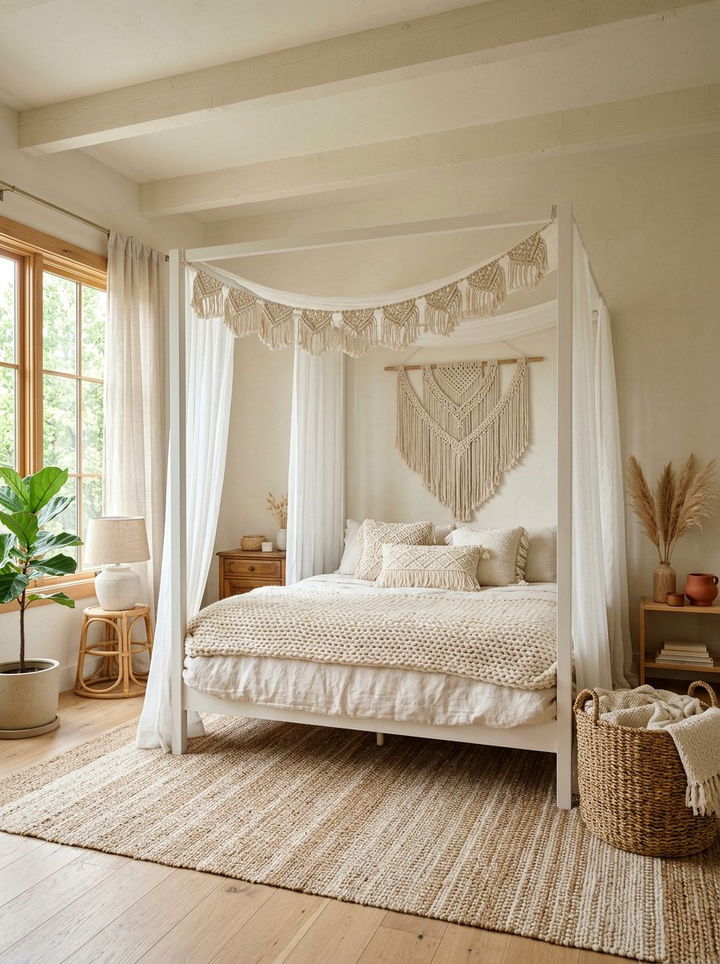 Bohemian Cream Bedroom - 30 light color bedroom ideas