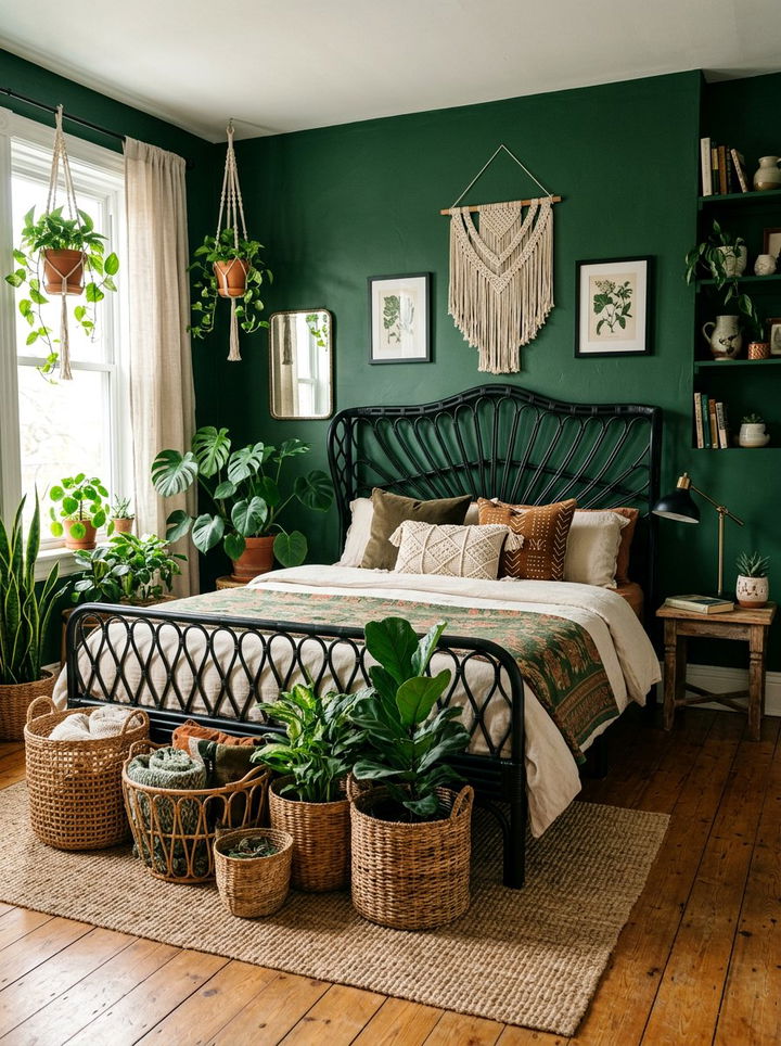 Bohemian Green Black Bedroom - 30 forest green and black bedroom ideas
