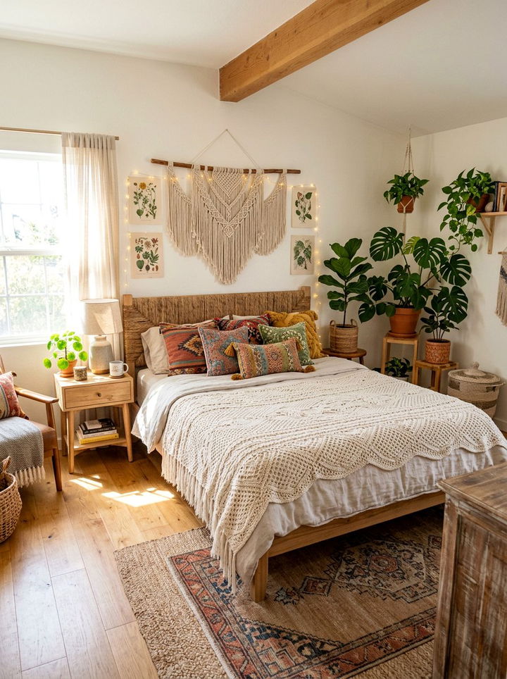 Bohemian Knit Texture Bedroom - 30 knitted bedroom ideas