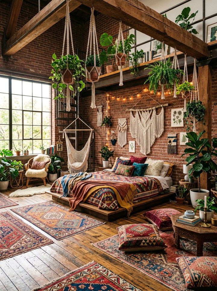 Bohemian Loft Bedroom - 30 converted warehouse bedroom ideas