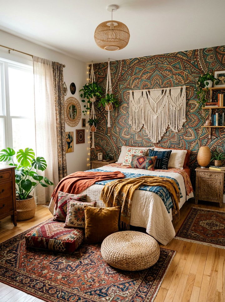 Bohemian Mandala Wallpaper - 30 bedroom accent wall wallpapers