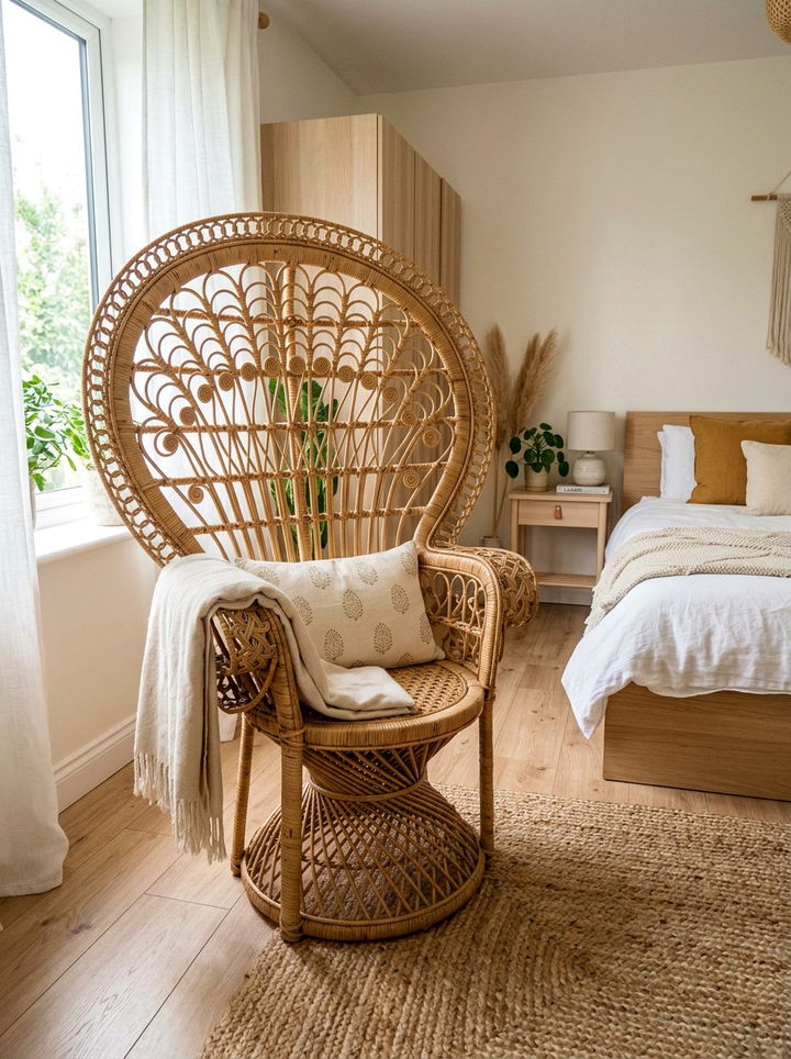 Bohemian Rattan Chair - 30 bedroom lounge chairs