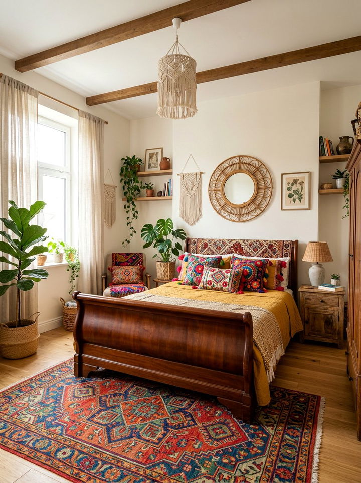 Bohemian Sleigh Bed Vibe - 30 bedroom sleigh beds