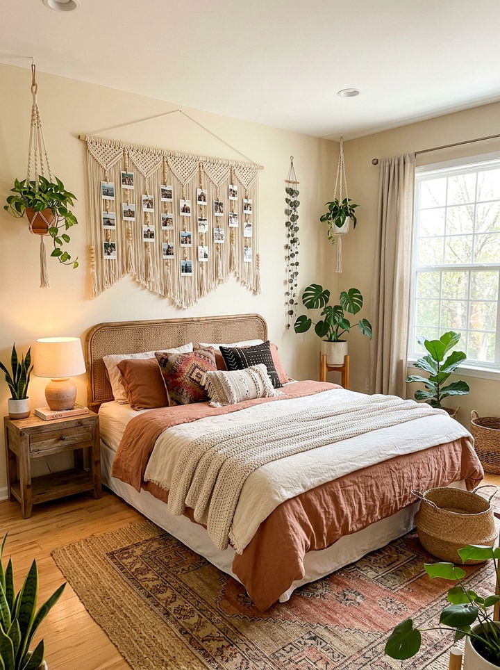 Bohemian Style Hanging Photos Bedroom - 30 bedroom family photo ideas