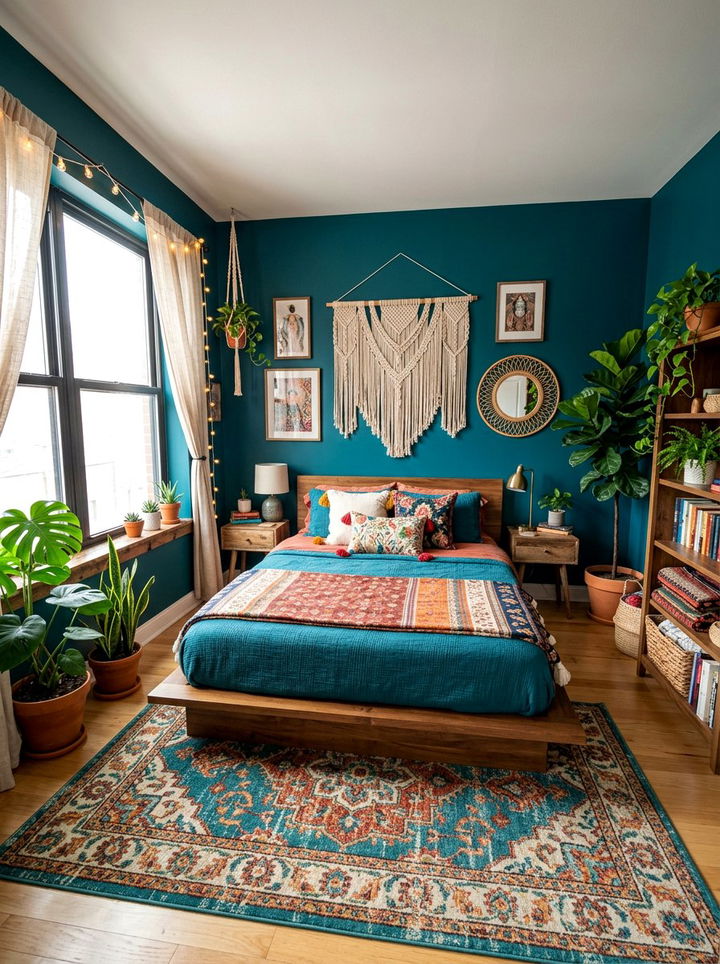 Bohemian Teal Bedroom - 30 teal bedroom design ideas