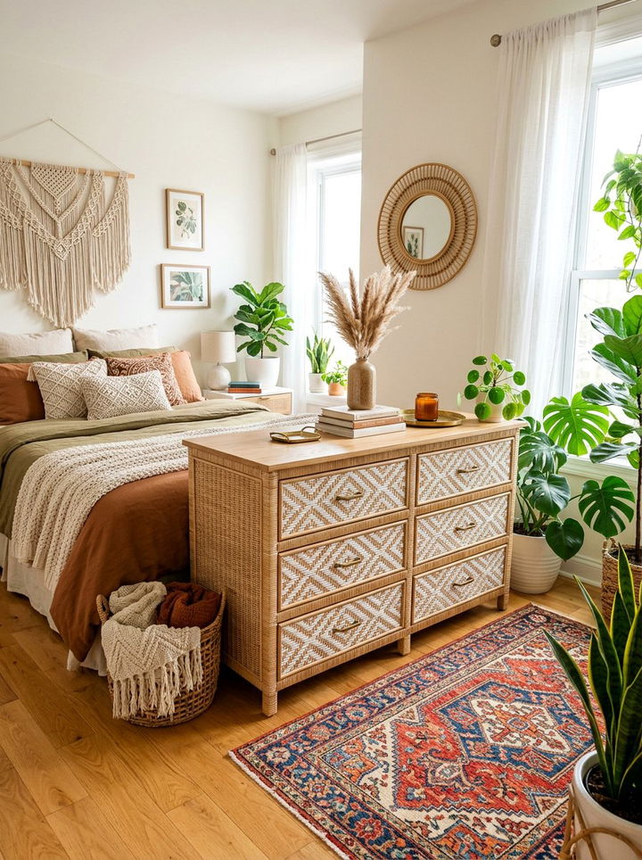 Bohemian Wicker Dresser - 30 bedroom vintage dressers