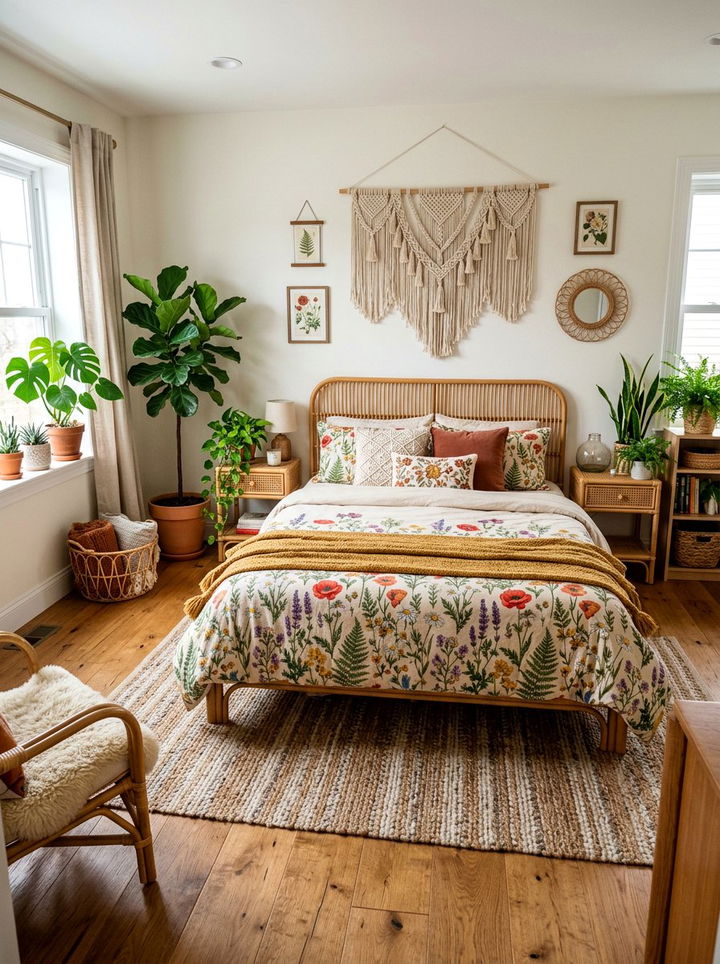 Bohemian Wildflower Bedding - 30 bedroom floral bedding ideas