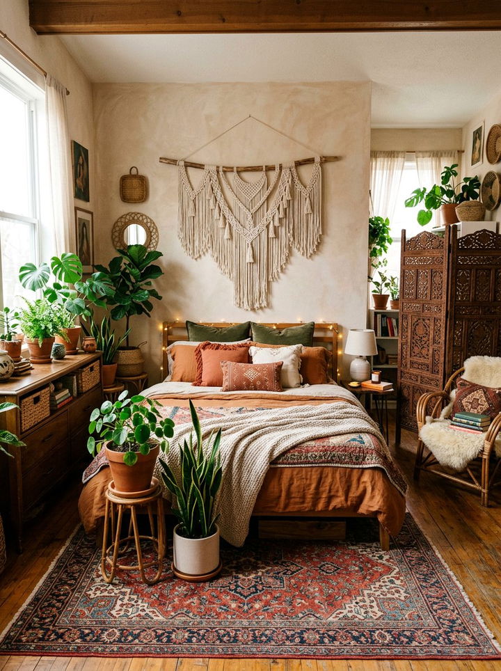 Bohemian layered textiles - 30 bespoke bedroom ideas