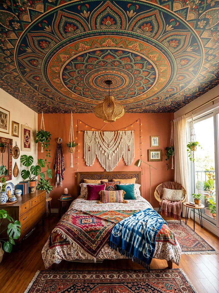 Bohemian mandala ceiling wallpaper - 30 bedroom ceiling wallpapers