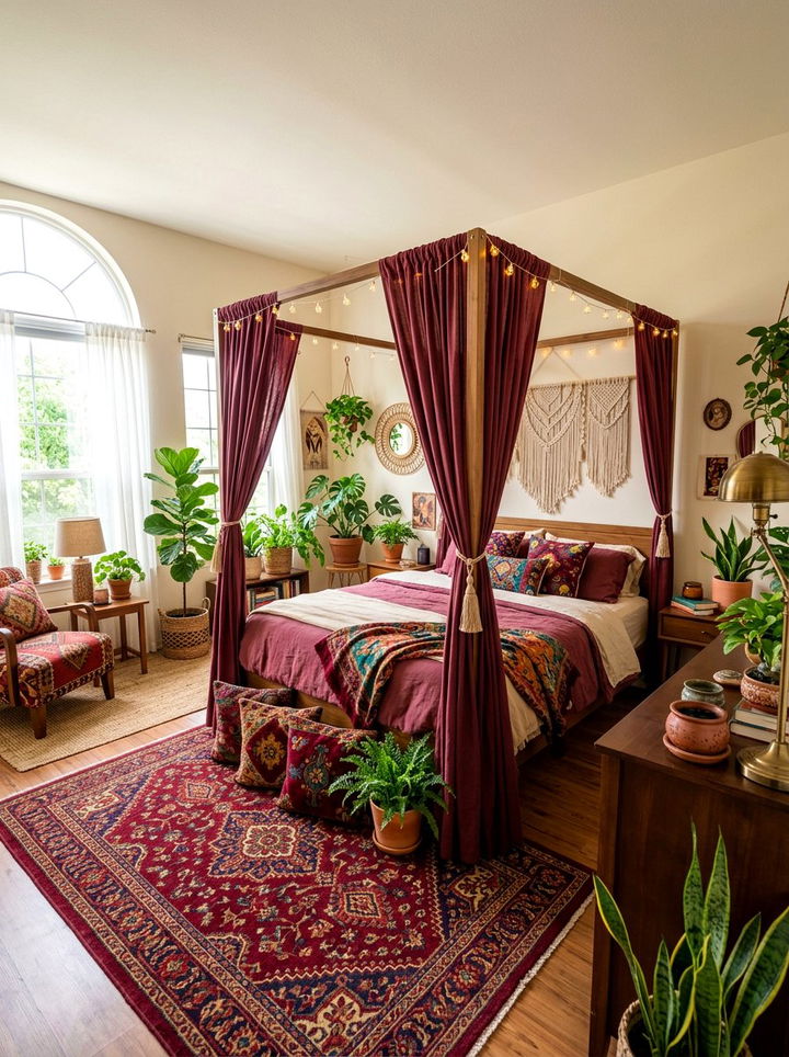 Bohemian maroon bedroom - 30 maroon bedroom ideas