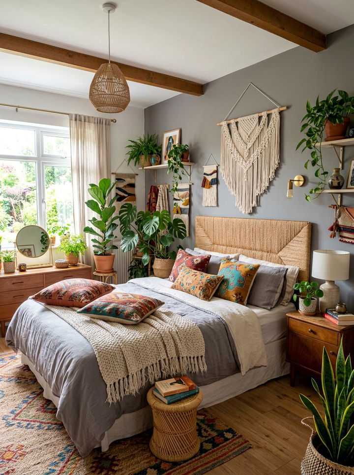 Bohemian pebble gray bedroom - 30 pebble gray bedroom ideas