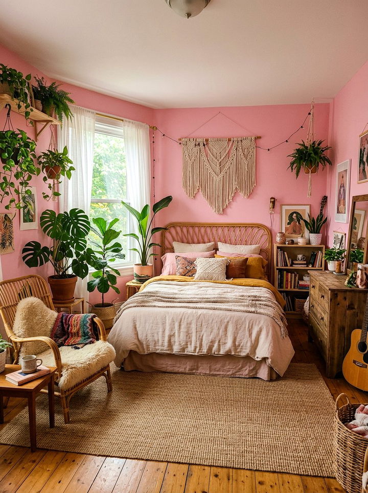 Bohemian pink bedroom - 30 bubblegum pink bedroom ideas