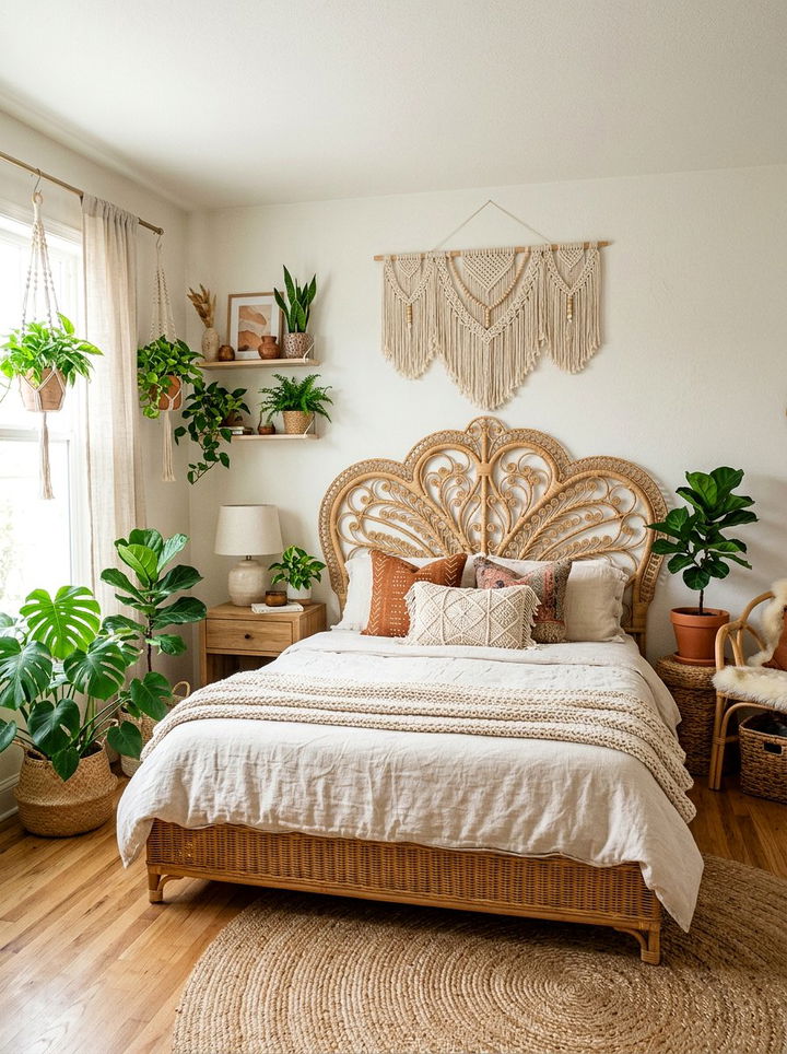 Bohemian rattan bedroom - 30 bedroom furniture settings