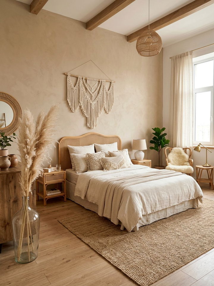 Boho Beige Bedroom - 30 minimalist beige bedroom ideas