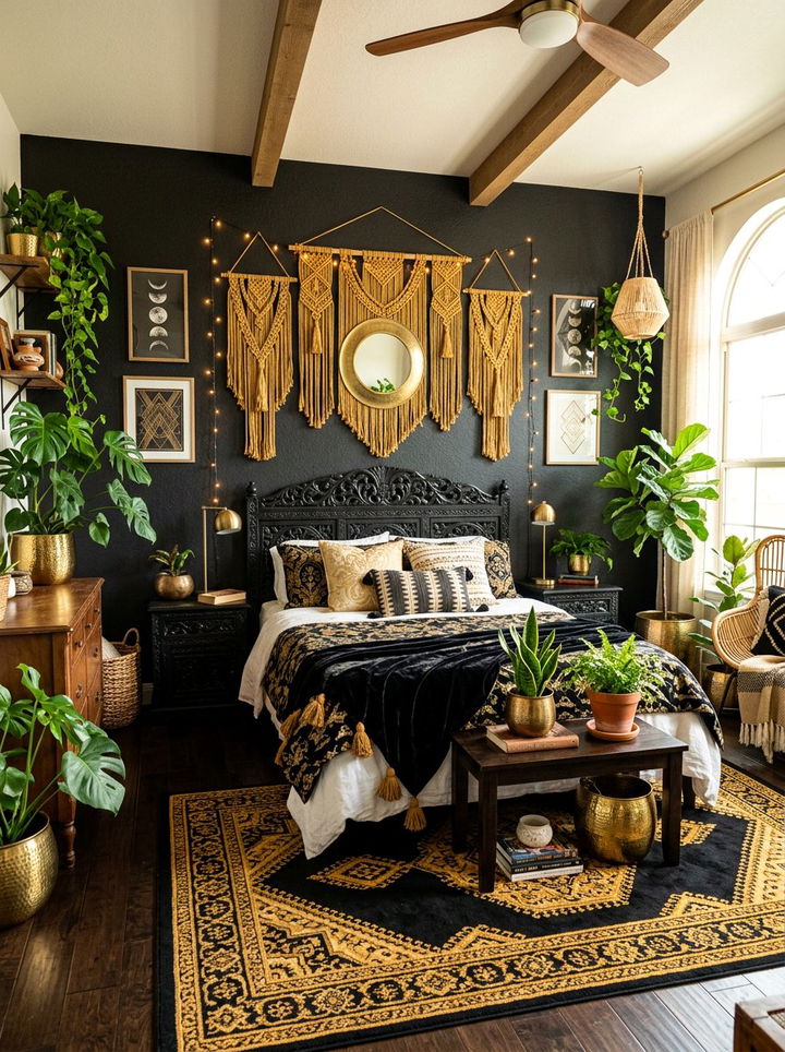 Boho Black And Gold Bedroom - 30 black and gold bedroom ideas
