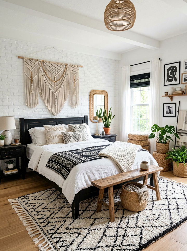 Boho Black And White Bedroom - 30 black and white bedroom ideas
