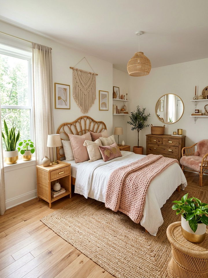 Boho Blush And Gold Bedroom - 30 blush and gold bedroom ideas