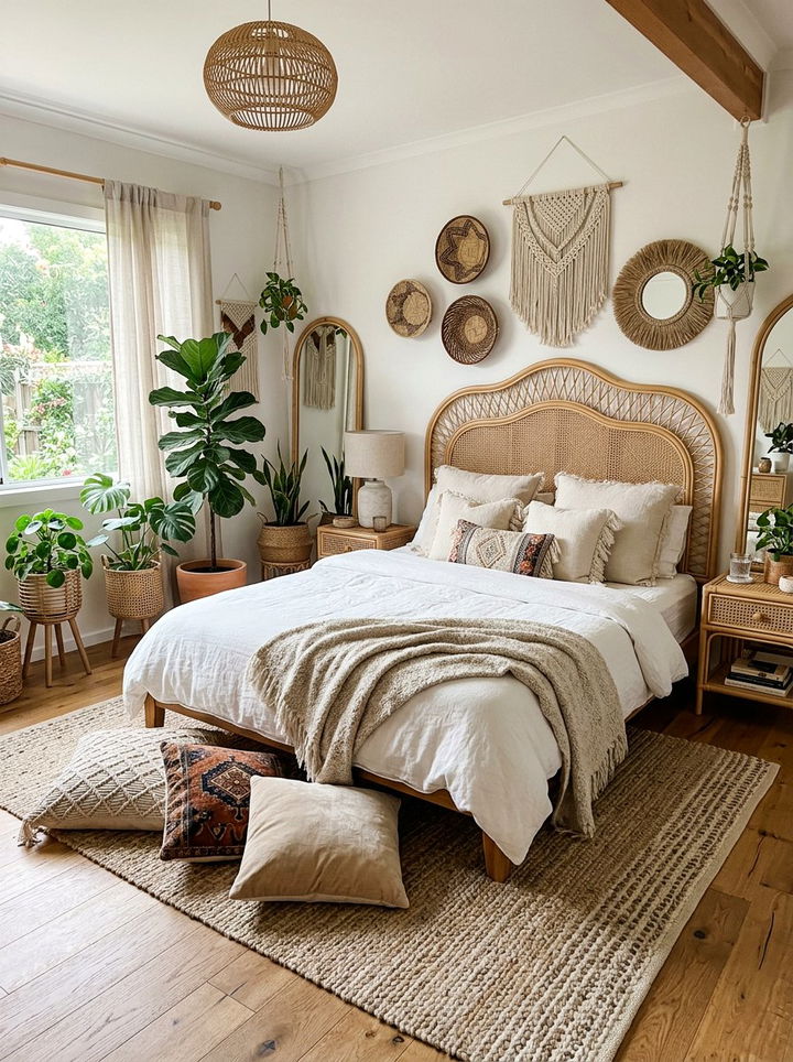 Boho Cane Bedroom - 30 cane bedroom ideas