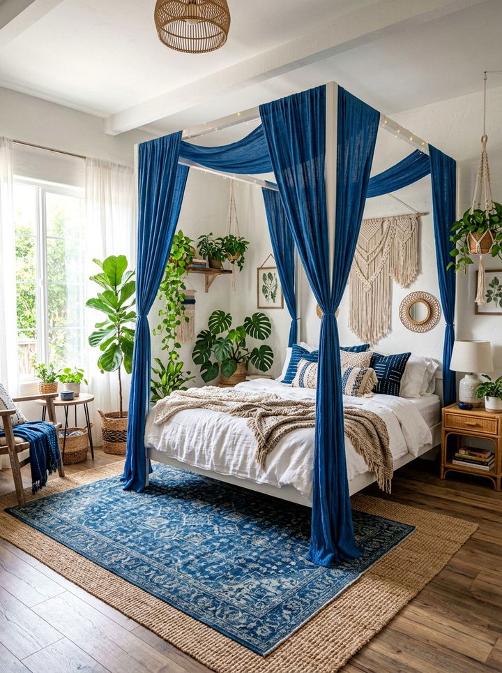 Boho Cobalt Blue Bedroom - 30 cobalt and white bedroom ideas