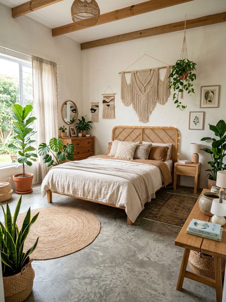 Boho Concrete Floor Bedroom - 30 bedroom concrete floors