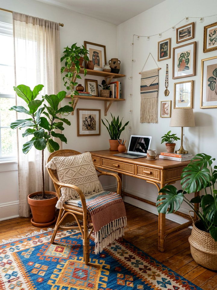 Boho Corner Desk - 30 bedroom corner desk ideas