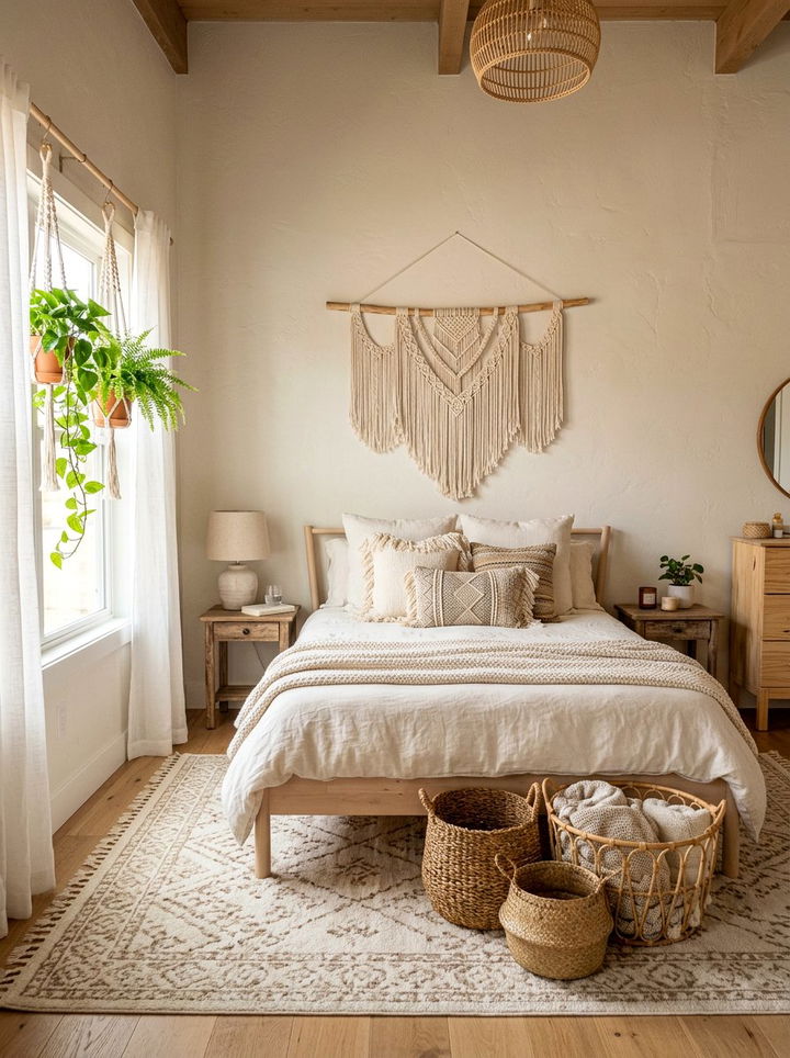 Boho Cream Bedroom - 30 cream bedroom ideas