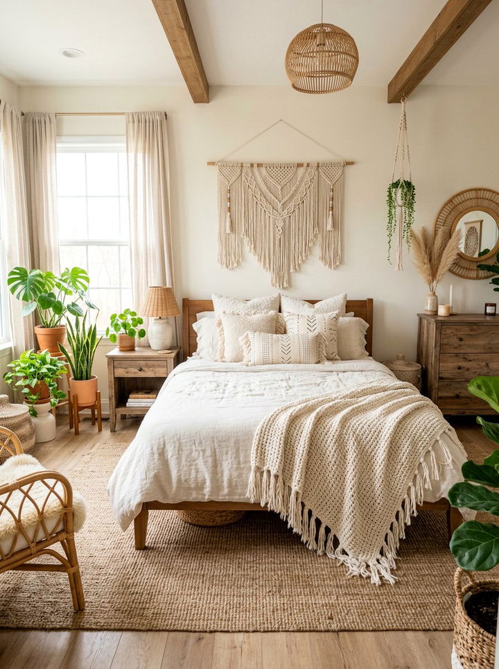 Boho Cream Bedroom - 30 beige and cream bedroom color combo