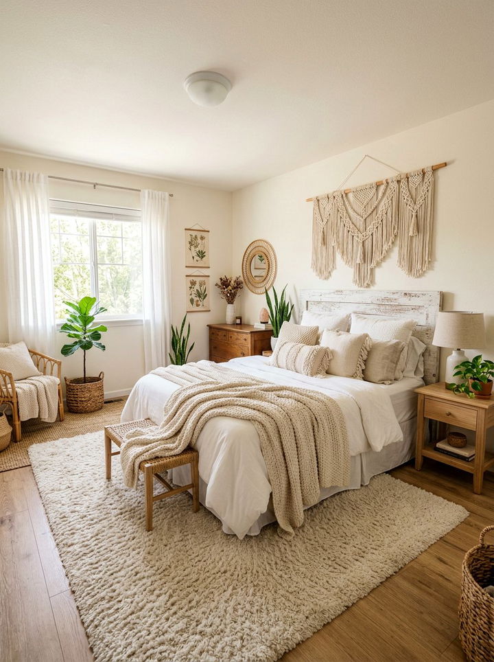 Boho Cream White Bedroom - 30 cream and white bedroom ideas