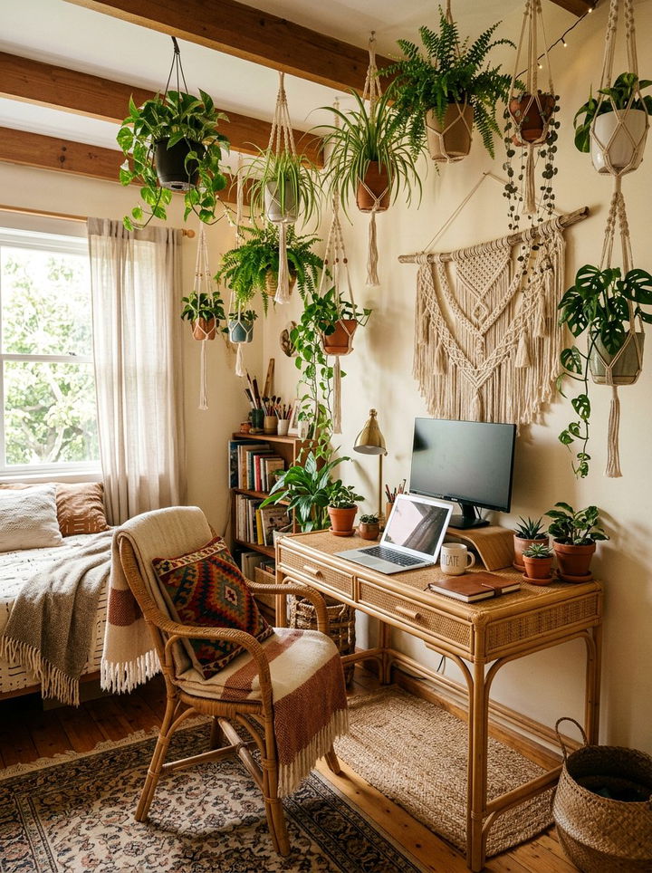 Boho Desk Setup - 30 bedroom workstation designs