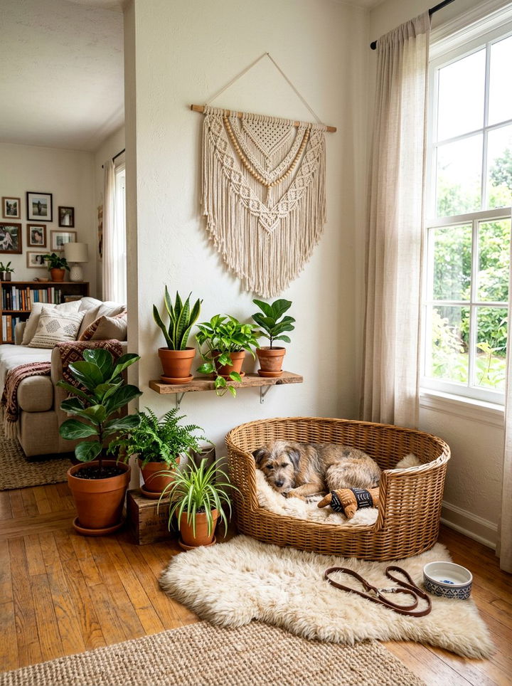 Boho Dog Nook - 30 dog bedroom ideas