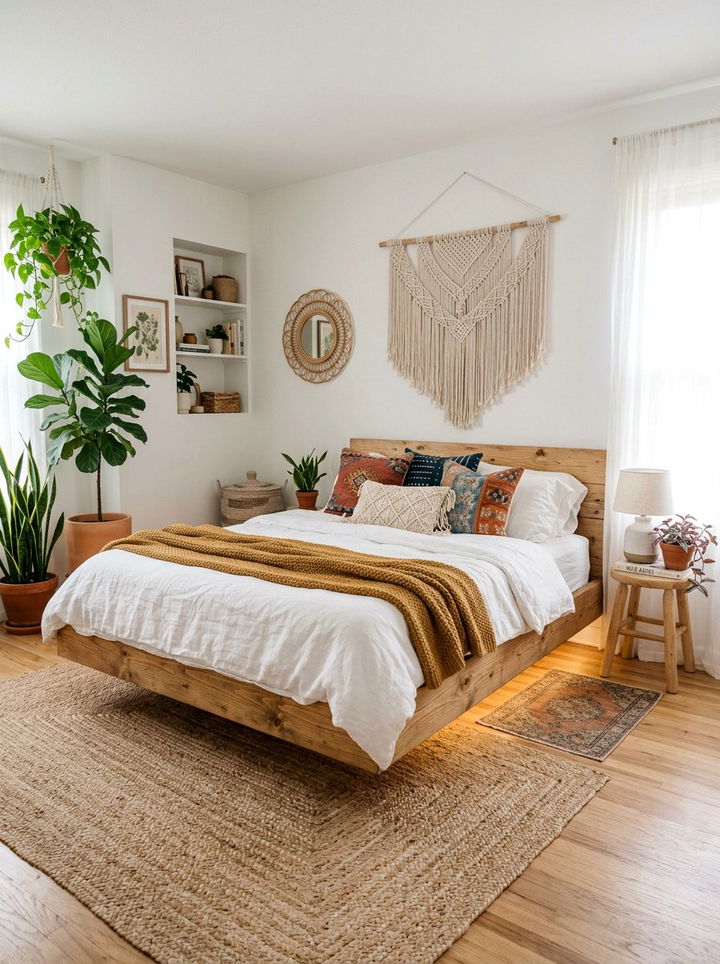 Boho Floating Bed - 30 bedroom floating bed ideas