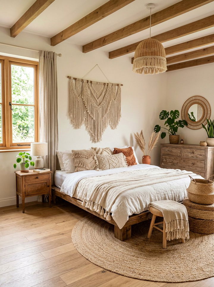 Boho Fringe Accents - 30 bedroom bed styling ideas