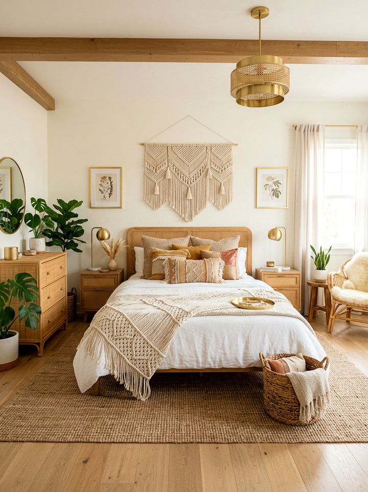 Boho Gold Bedroom - 30 gold accent bedroom ideas