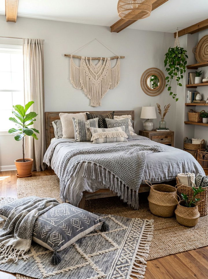 Boho Gray Bedroom - 30 gray bedroom design ideas