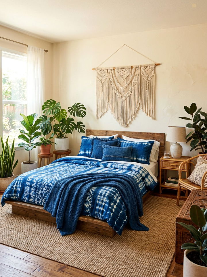 Boho Indigo Bedding - 30 indigo bedroom ideas