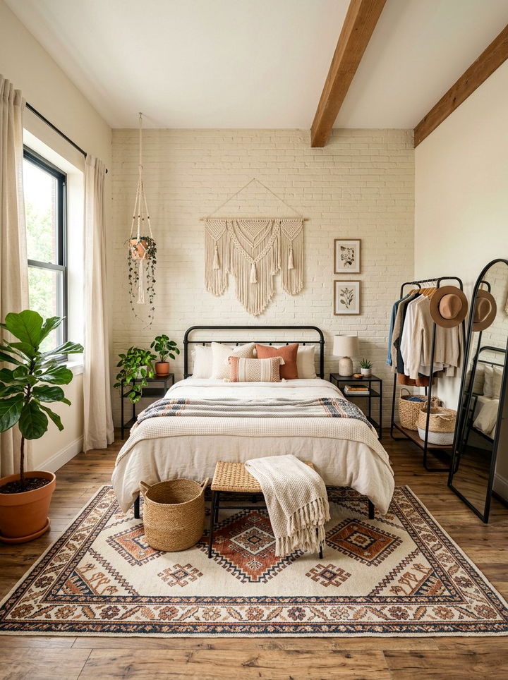 Boho Industrial Cream Bedroom - 30 industrial cream bedroom ideas