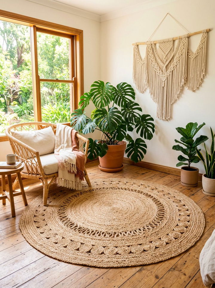 Boho Jute Round Rug - 30 bedroom round rugs