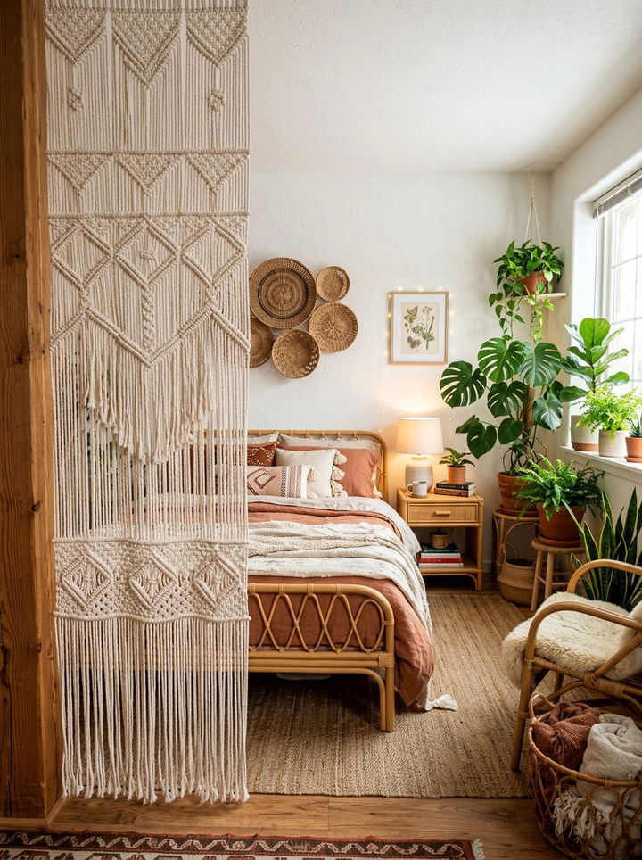 Boho Macrame Screen - 30 bedroom curtain dividers