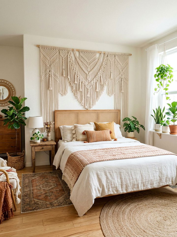 Boho Macrame Wall - 30 bedroom backsplash ideas