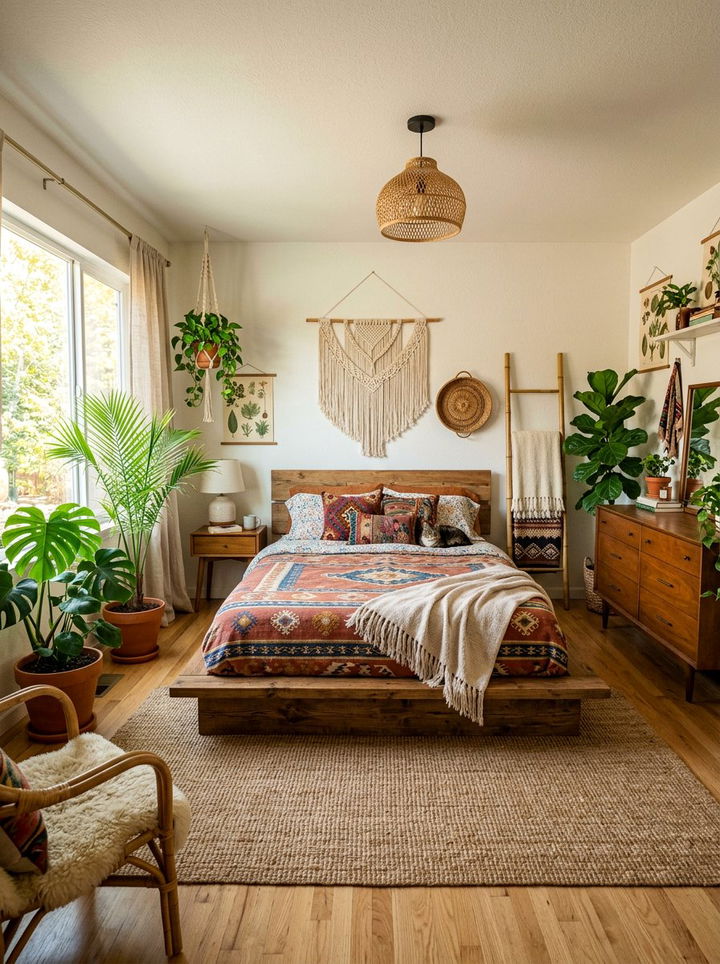 Boho Master Bedroom With Plants - 30 couples bedroom ideas