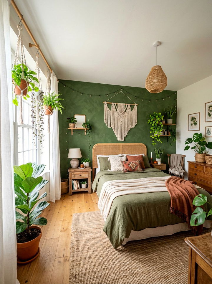 Boho Moss Green Style - 30 moss green bedroom ideas