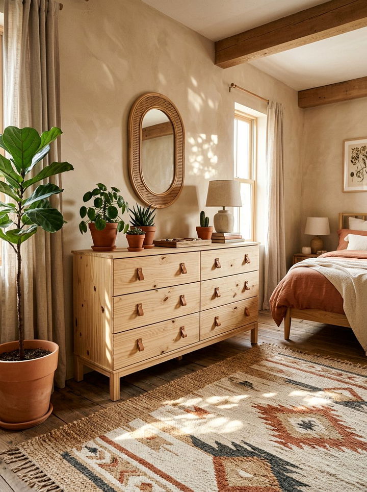 Boho Natural Wood Dresser - 30 bedroom dresser ideas