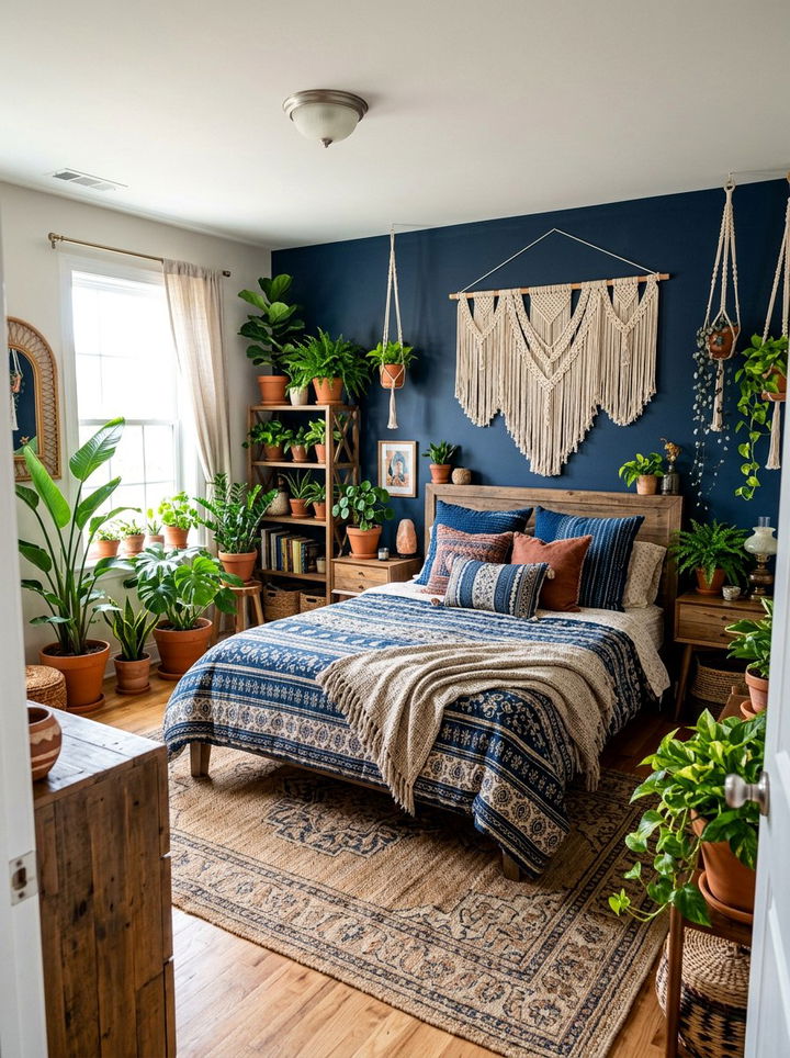 Boho Navy Bedroom - 30 navy bedroom ideas