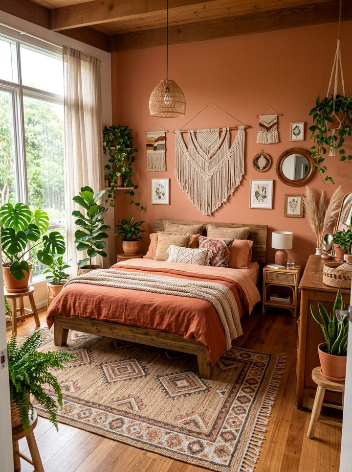 Boho Orange Bedroom - 30 bright orange bedroom ideas