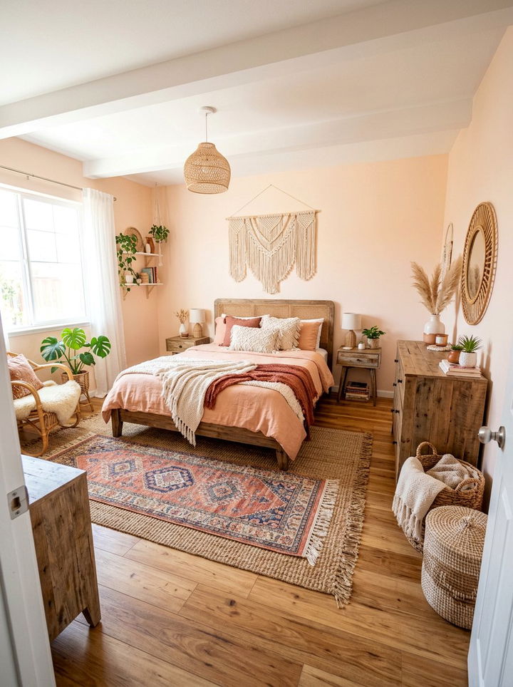 Boho Peach Bedroom - 30 warm tone bedroom ideas