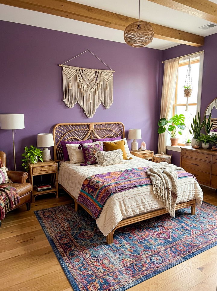 Boho Purple Bedroom - 30 bedroom purple walls