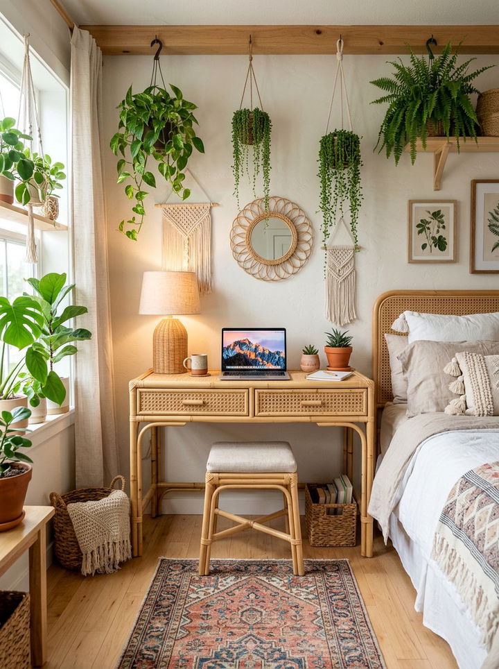 Boho Rattan Desk With Drawers - 30 bedroom desk with drawers